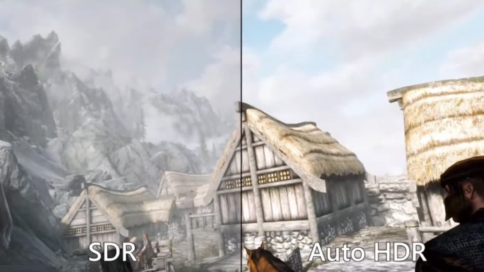 Exemplo de melhoria Auto HDR no jogo Skyrim