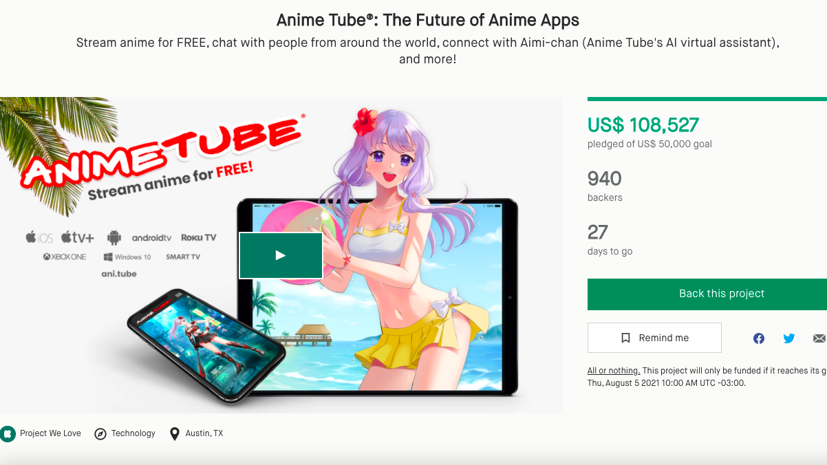 Anime Tube tem campanha suspeita encerrada pelo Kickstarter | Aplicativos e Software