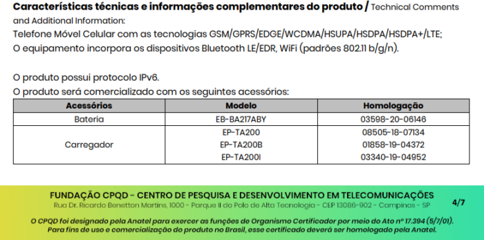 Certificado de conformidade técnica do <a href='https://meuspy.com/tag/Espionar-Galaxy'>Galaxy</a> A12s menciona bateria de 5.000 mAh (Imagem: Reprodução)