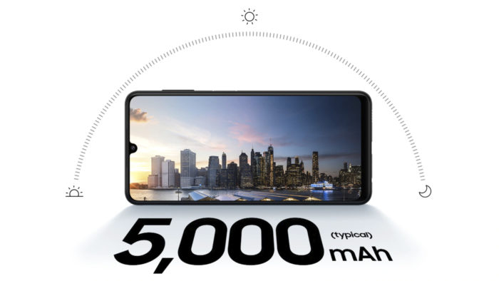 Samsung <a href='https://meuspy.com/tag/Espionar-Galaxy'>Galaxy</a> A22 tem bateria de 5.000 mAh (Imagem: Divulgação/Samsung)