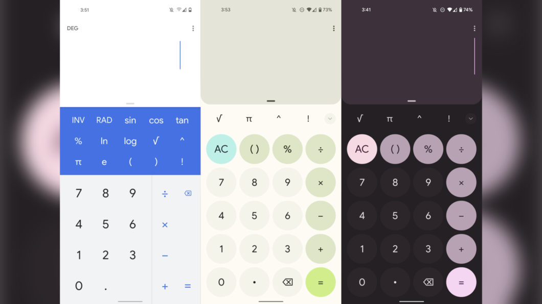Versão antiga (esquerda) e a nova versão (direita) da calculadora do <a href='https://meuspy.com/tag/Espiao-para-Android-gratis'>Android</a> (Imagem: Reprodução/Android Police)