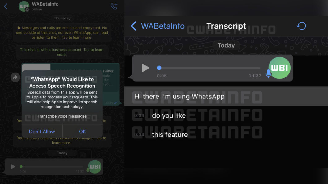 WhatsApp trabalha em ferramenta nativa para transcrição de áudios (Imagem: Reprodução/WABetaInfo)