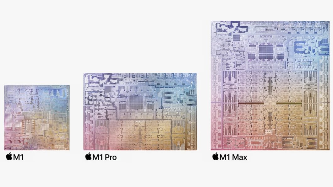 Processadores M1, M1 Pro e M1 Max (Imagem: Reprodução / Apple)