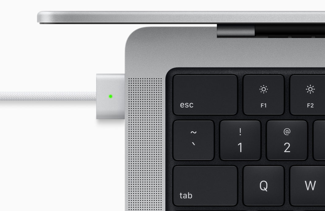 Small screenless keyboard and MagSafe connector back mark new MacBook Pro 