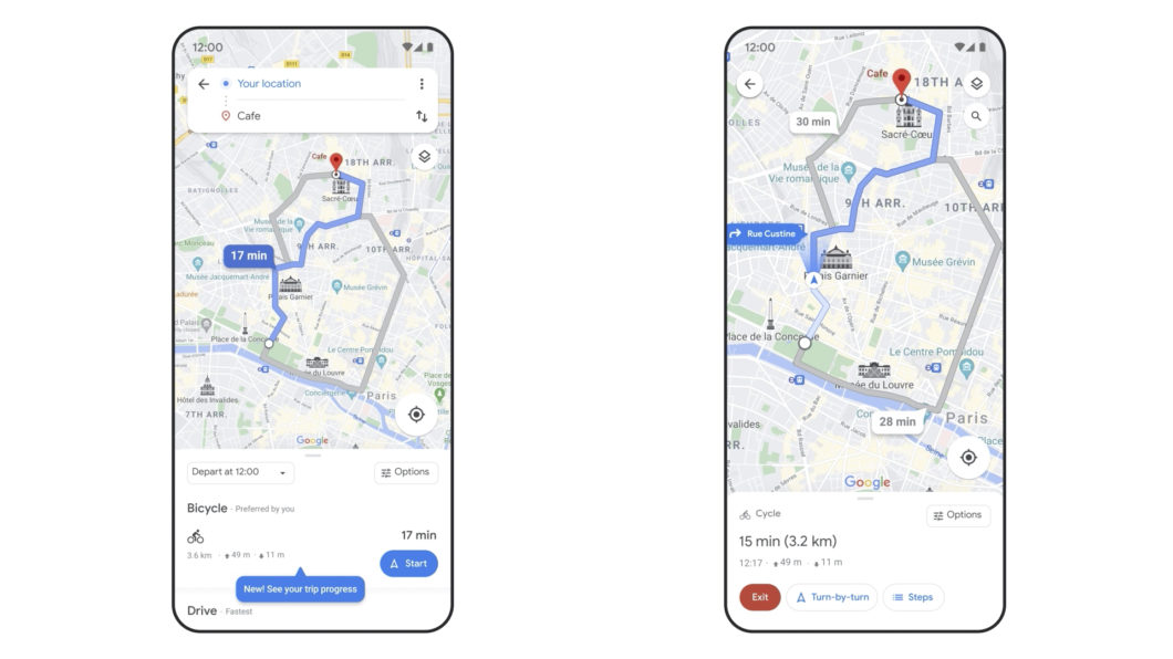 Novo modo de navegação do Google Maps para ciclistas (Imagem: Divulgação/Google)