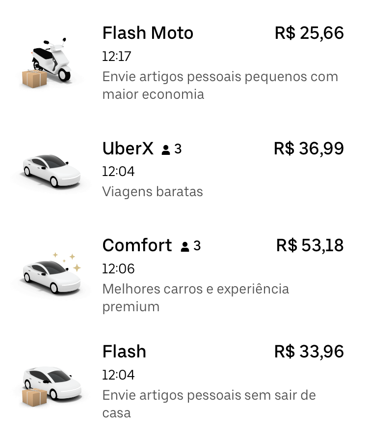 Preços do Uber Flash Moto