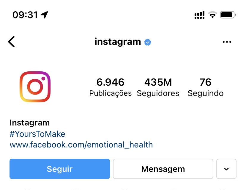 Profiles verified on Instagram have a blue stamp next to the name (Image: Reproduction/Technoblog)